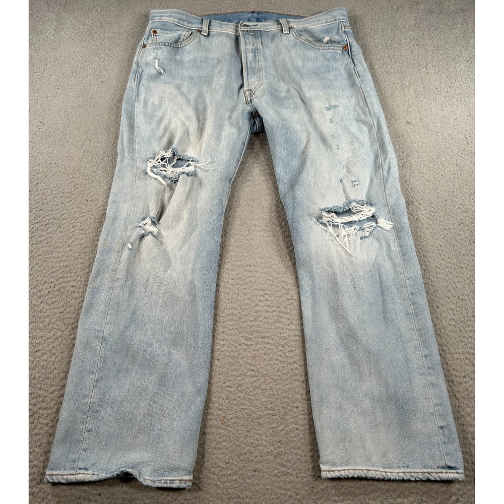 Levi's Light Blue Distressed Slim Straight Jeans